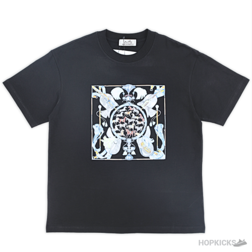 Hermes Multiple Horses Printed Black T-Shirt (Imported Premium Finish)