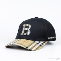 Burberry B Black Beige Cotton Baseball Cap