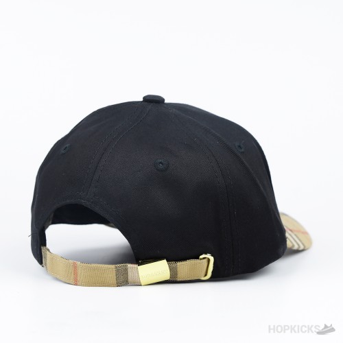 Burberry B Black Beige Cotton Baseball Cap