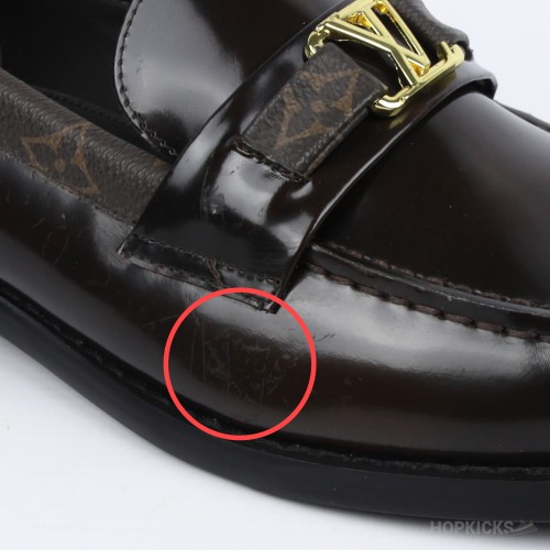 LV Major Side Monogram Brown Loafers (Dot Perfect) (Slightly Stained)