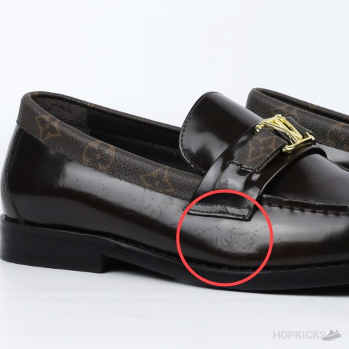 LV Major Side Monogram Brown Loafers (Dot Perfect) (Slightly Stained)
