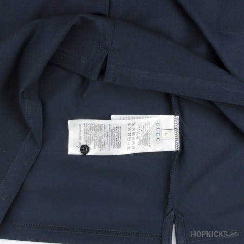 Gucii Blue Cotton Jersey Polo Shirt With Web (Dot Perfect)