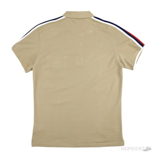 Gucii Beige Cotton Jersey Polo Shirt With Web (Dot Perfect)