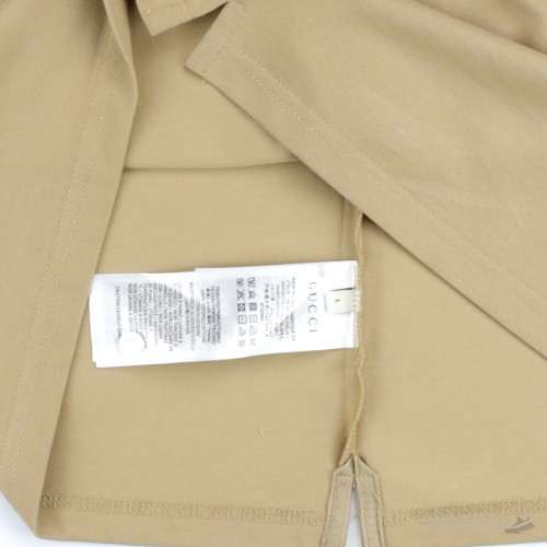 Gucii Beige Cotton Jersey Polo Shirt With Web (Dot Perfect)