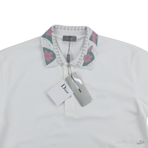 DIOR Men Pattern Polo Shirt White (Dot Perfect)