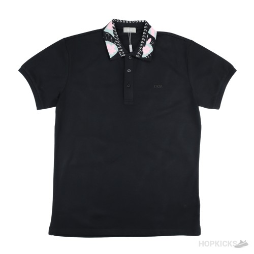 DIOR Men Pattern Polo Shirt Black (Dot Perfect)