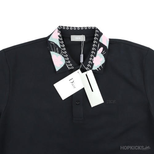 DIOR Men Pattern Polo Shirt Black (Dot Perfect)
