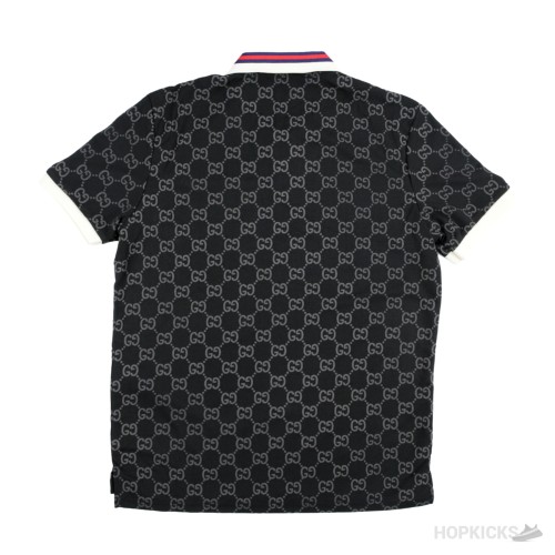 GG Stretch Black Cotton Polo Shirt (Dot Perfect)