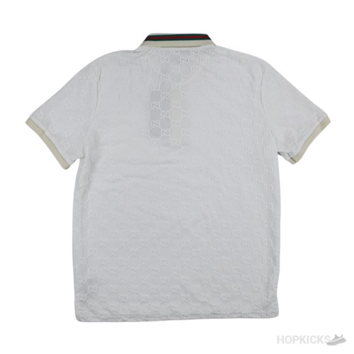 GG Stretch White Cotton Polo Shirt (Dot Perfect)
