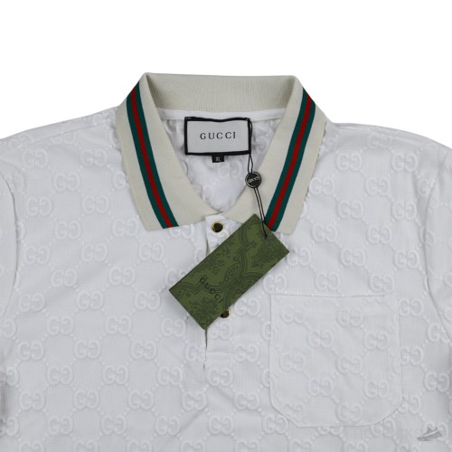 GG Stretch White Cotton Polo Shirt (Dot Perfect)