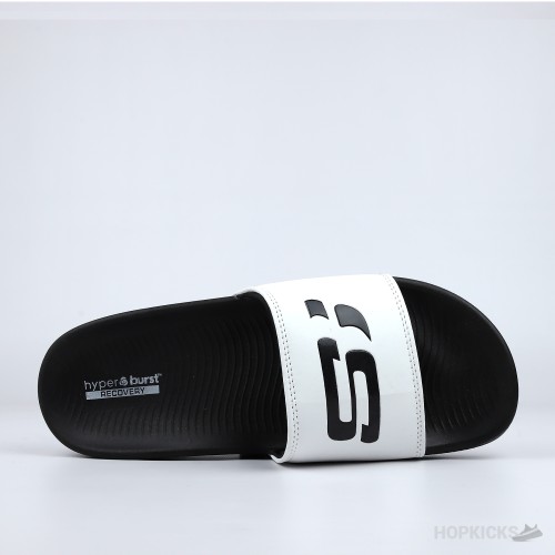 Skechers Hyper Burst Memory Foam Slide Black White