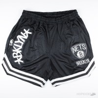 Brooklyn Nets White and Black Strip NBA Shorts | Original Product