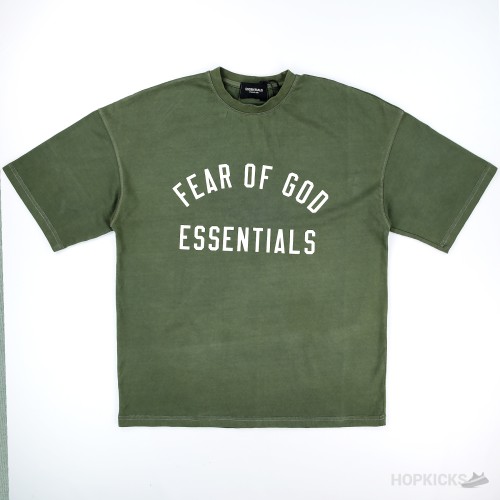 ESSENTIALS Jersey Crewneck Olive Tee