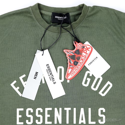 ESSENTIALS Jersey Crewneck Olive Tee