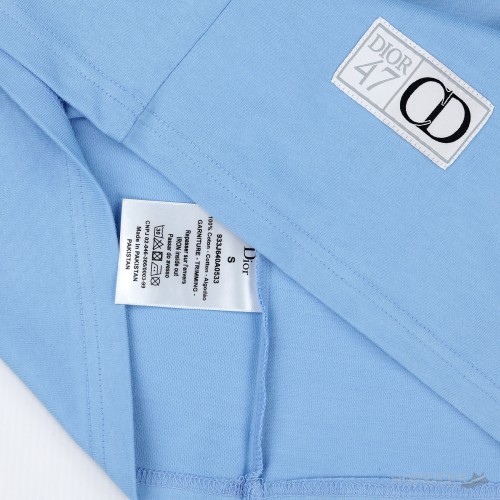 Dior Embroided Logo Sky-Blue T-shirt