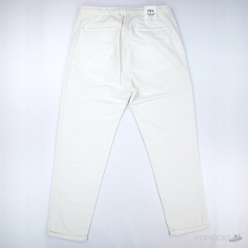 Zara Relaxed Fit Linen Pants (White)