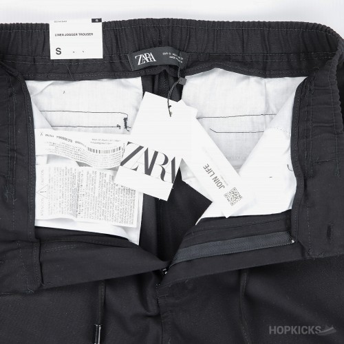Zara Relaxed Fit Linen Pants (Black)
