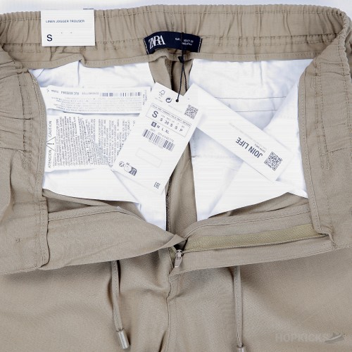 Zara Relaxed Fit Linen Pants (Khaki)
