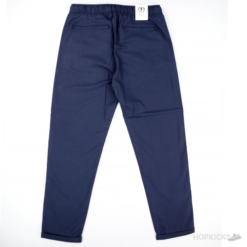 Zara Relaxed Fit Linen Pants (Blue)