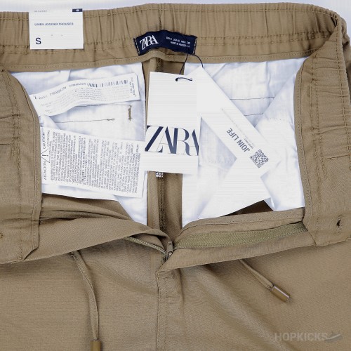 Zara Relaxed Fit Linen Pants (Brown)