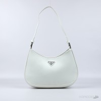 Prada Cleo Brushed Leather Shoulder Bag (White) (Premium Batch)