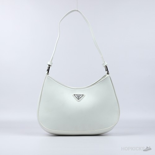 Prada Cleo Brushed Leather Shoulder Bag (White) (Premium Batch)