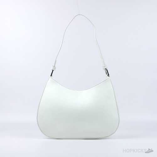 Prada Cleo Brushed Leather Shoulder Bag (White) (Premium Batch)
