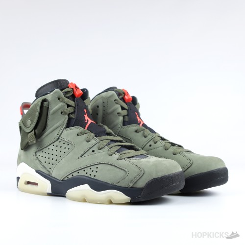 Nike Air Jordan 6 Travis Scott Olive Suede (Dot Perfect)