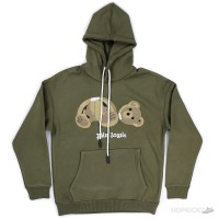 Palm Angels Broken Bear Olive Green Hoodie