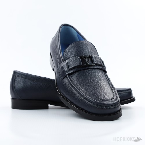 LV Grained Calf Leather Major Loafer Blue (1:1)