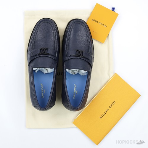 LV Grained Calf Leather Major Loafer Blue (1:1)
