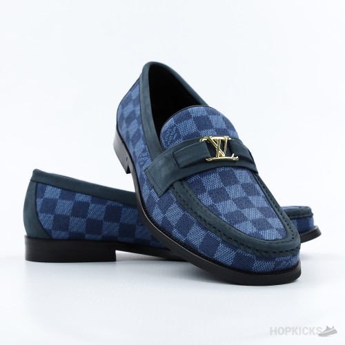 LV Suede Calf Leather Major Loafer Blue (1:1)