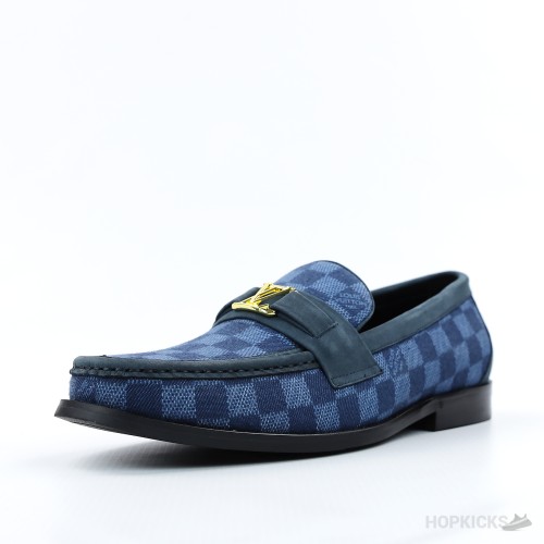 LV Suede Calf Leather Major Loafer Blue (1:1)