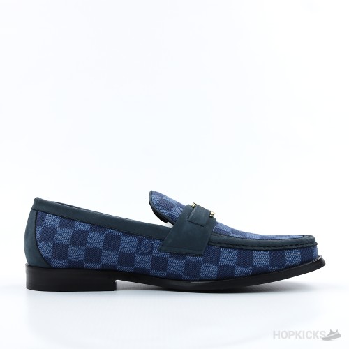LV Suede Calf Leather Major Loafer Blue (1:1)