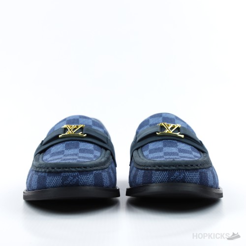 LV Suede Calf Leather Major Loafer Blue (1:1)