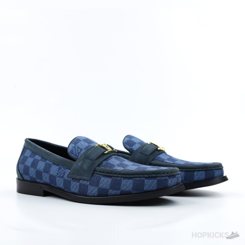 LV Suede Calf Leather Major Loafer Blue (1:1)