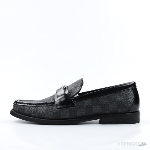 LV Damier Canvas Glazed Calf Leather Major Loafer Black (1:1)
