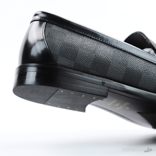 LV Damier Canvas Glazed Calf Leather Major Loafer Black (1:1)