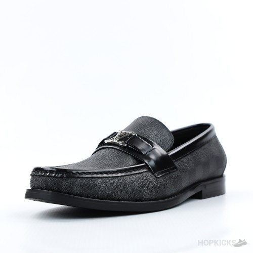 LV Damier Canvas Glazed Calf Leather Major Loafer Black (1:1)