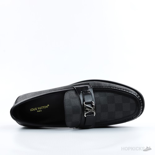 LV Damier Canvas Glazed Calf Leather Major Loafer Black (1:1)