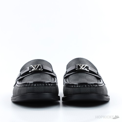 LV Damier Canvas Glazed Calf Leather Major Loafer Black (1:1)