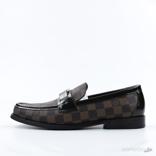 LV Damier Canvas Glazed Calf Leather Major Loafer Brown (1:1)