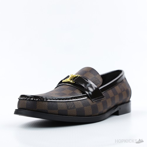 LV Damier Canvas Glazed Calf Leather Major Loafer Brown (1:1)