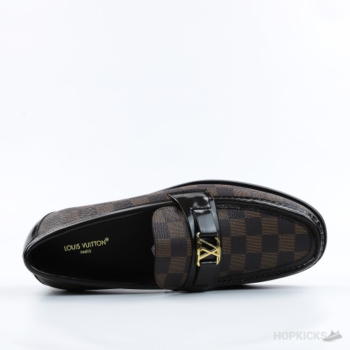 LV Damier Canvas Glazed Calf Leather Major Loafer Brown (1:1)