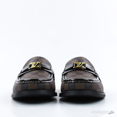 LV Damier Canvas Glazed Calf Leather Major Loafer Brown (1:1)