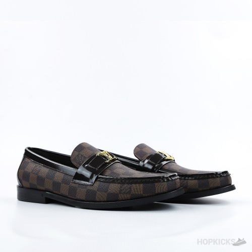 LV Damier Canvas Glazed Calf Leather Major Loafer Brown (1:1)