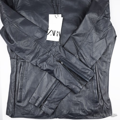 Zara Dark Blue Leather Jacket (Original Product)