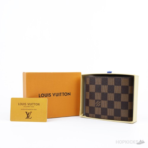 Louis Vuitton Brown Bifold Wallet in the Damier Ebene pattern