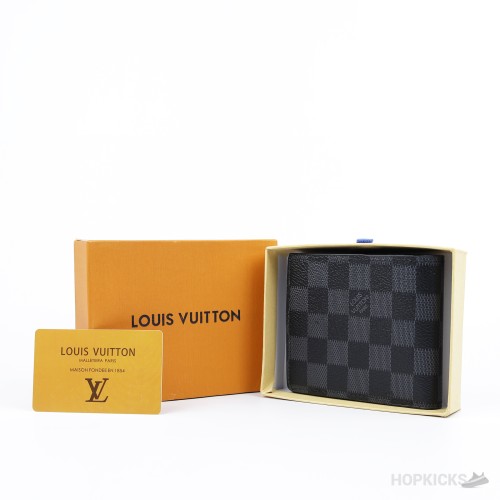 Louis Vuitton Black Bifold Wallet in the Damier Ebene pattern