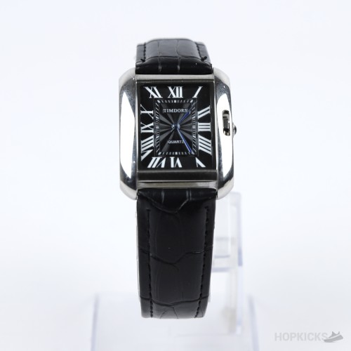 Timdors Classic Silver Rectangular Black Dial Dress Watch